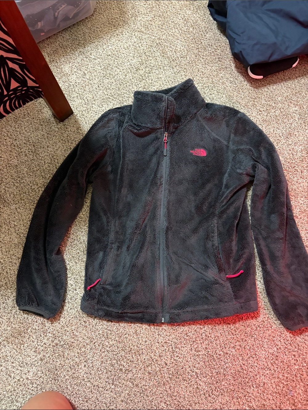 The North Face Black Fleece Jacket with Pink Accents